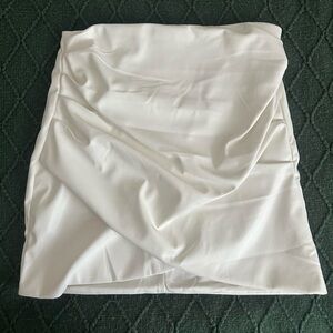White Leather Ruched Skirt